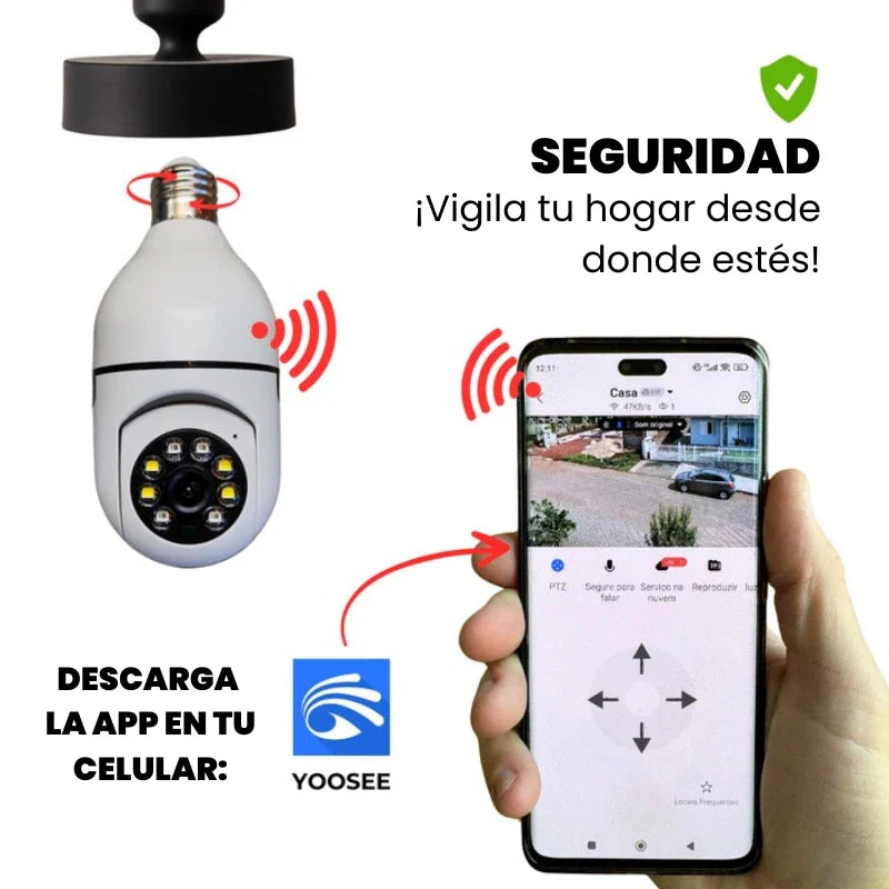 [Compra 1, Lleva 1 Gratis] SafeCamGuard™ - Cámara de Seguridad 360° con Sensor de Movimiento y Visión Nocturna