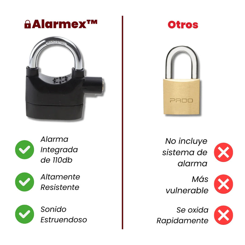 [Compra 1, Lleva 1 Gratis] Alarmex™ - Candado Antirrobo de Acero Endurecido con Alarma Integrada