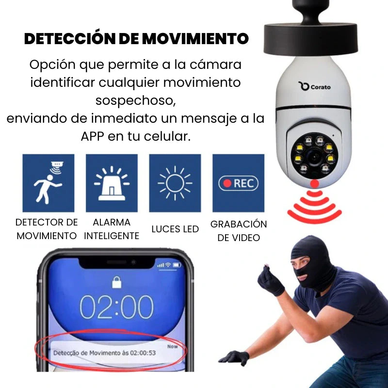 [Compra 1, Lleva 1 Gratis] SafeCamGuard™ - Cámara de Seguridad 360° con Sensor de Movimiento y Visión Nocturna