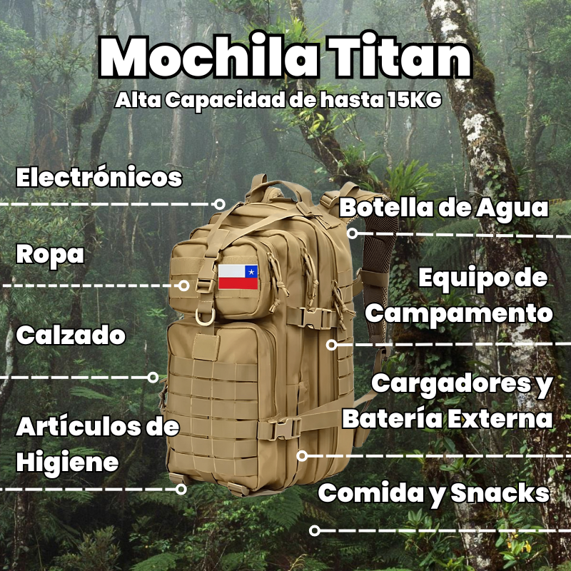 Mochila Táctica Militar - Titan™ | Impermeable y Soporta Hasta 15kg